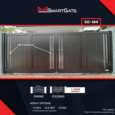 SmartGate SG-M4, dark aluminium gate with mesh inserts